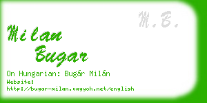 milan bugar business card